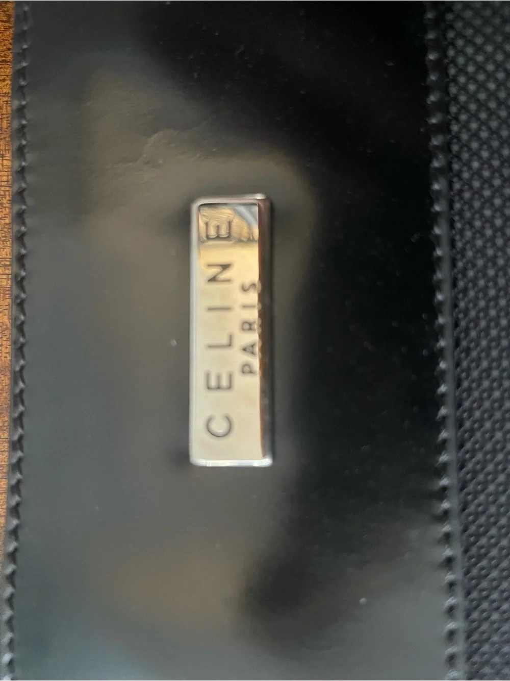 Celine Black Nylon  Tote with patent leather Trim